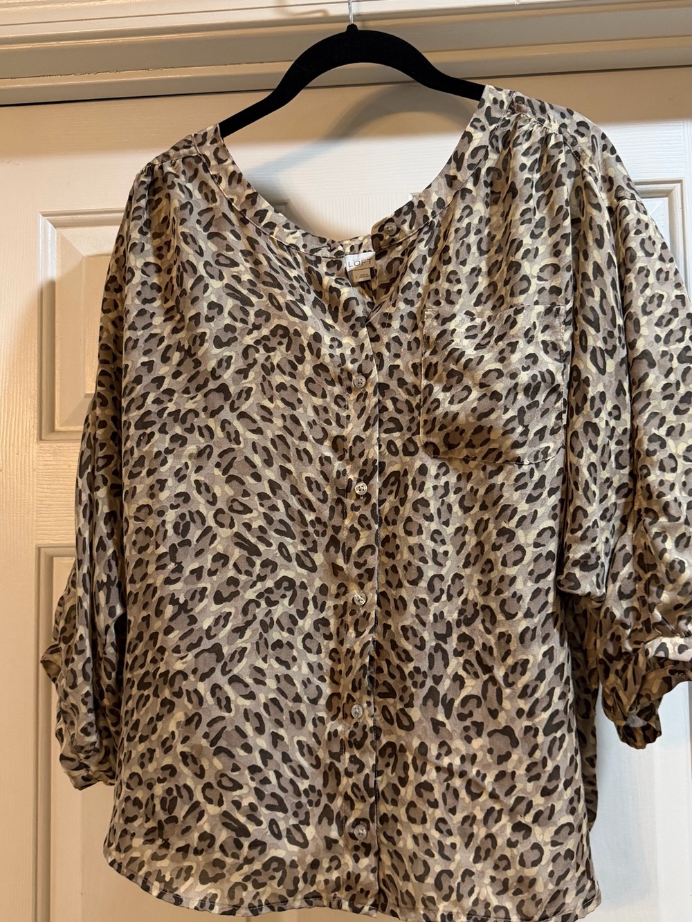 LOFT Beige and Brown Leopard Button-Front Blouse #leopard #flowy